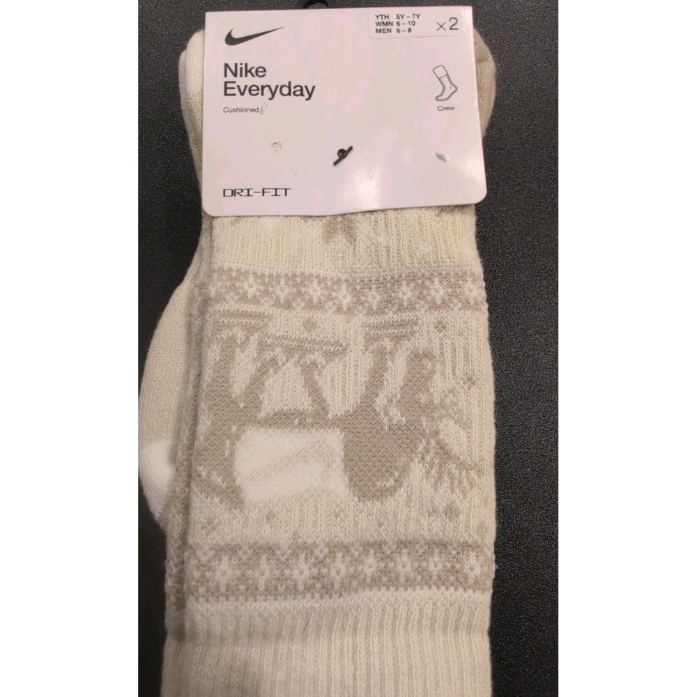 Nike Everyday HV6939-902 Men's 6-8/Women's 6-10 Cush Crew Christmas Socks 2pk